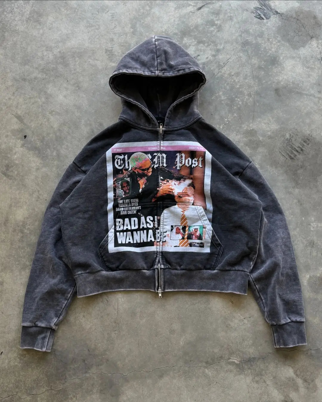 Harajuku gangster print hoodies women oversized zip up hoodie streetwear goth sweatshirt korean tops grunge couple y2k clothes 241017