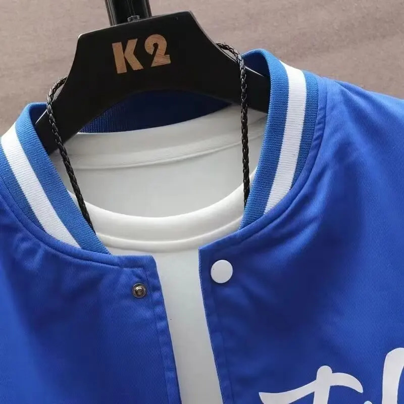 Mens Black Baseball Jacket Selling Harajuku High Street Blue Sports Fashionable Thin Uniform 241018