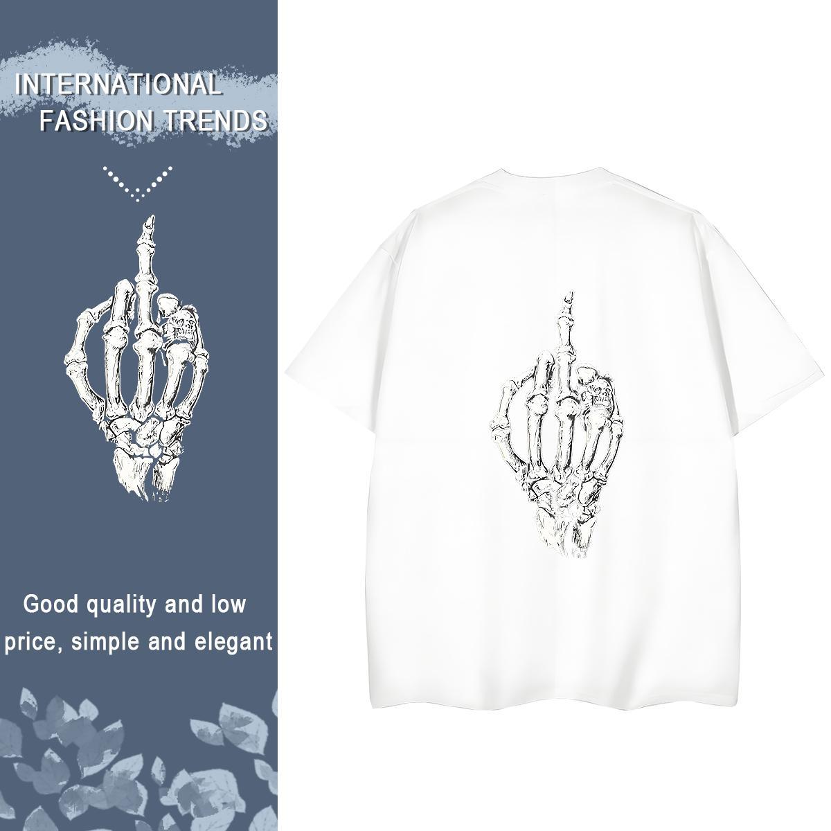 New Women T Shirts 230g Cotton Crew Neck Street Casual skull Woman Tshirt Unisex Custom Printing Tops Tees