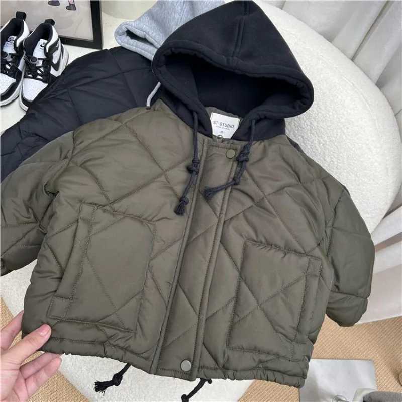 Winter Boys Hoodie Cotton Apron Warm Jacket Childrens Casual Comfortable Coat M241018