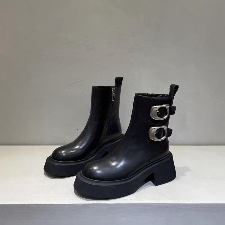 Children's Boots 2024 Winter New Collection with Velvet Thick Bottom Belt Buckle Short Boots British Style Tall Martin Boots