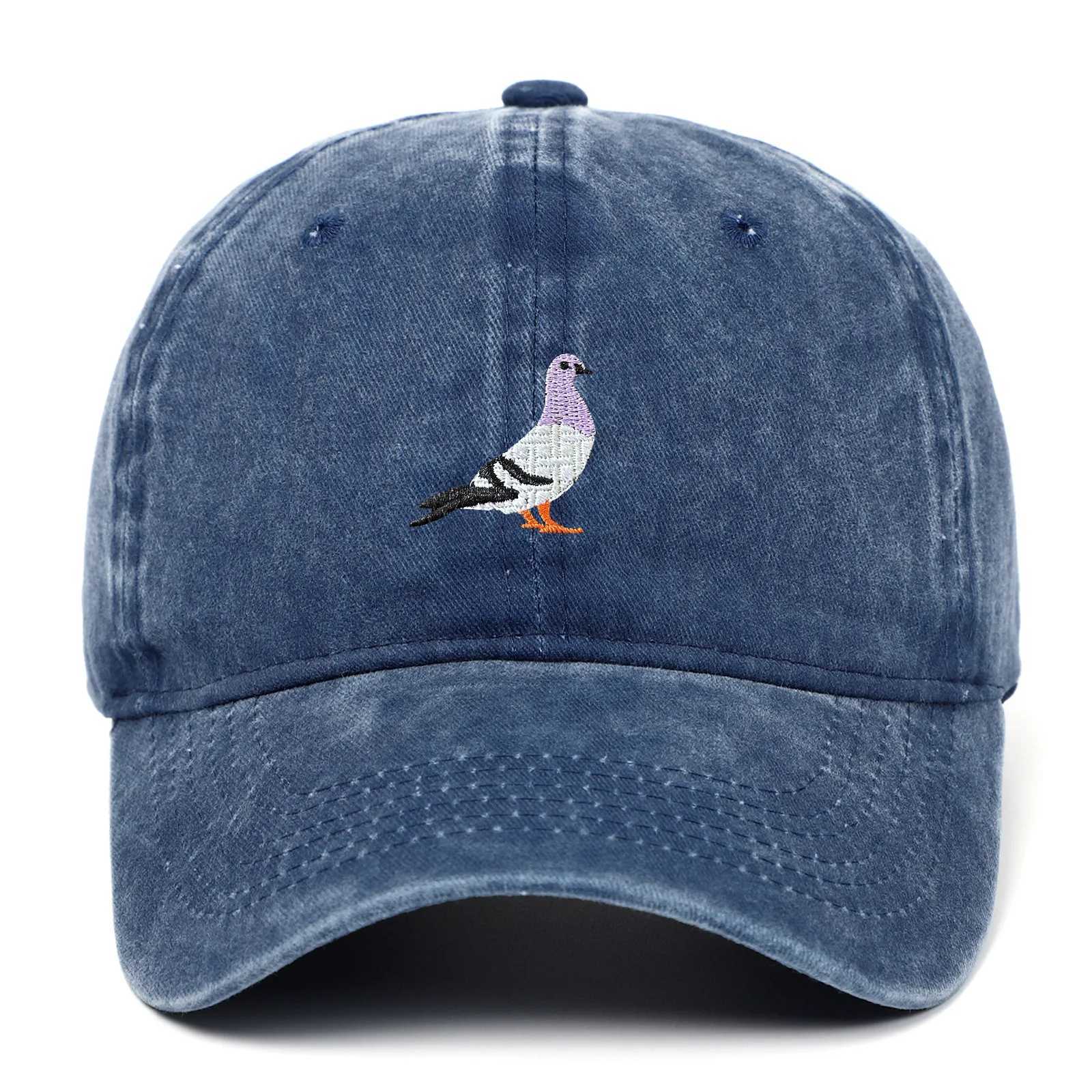 2024 Spring New Pigeon Embroidered Water Washed Sunscreen Sun Hat for Men and Women Outdoor Sports Fishing Sunshade Baseball HatX241018