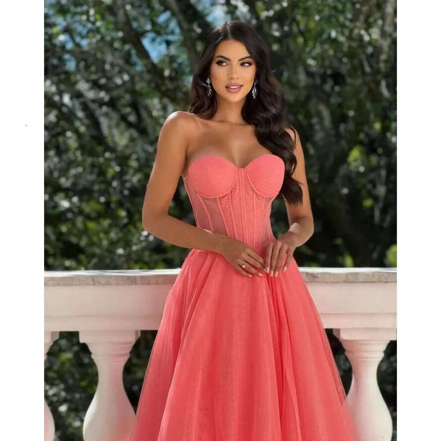 Evening Side Fancy Dresses Split Prom Gown A E Strapless Tulle Party Dress Backless Custom Made Satin Vestidos De Noche 0719