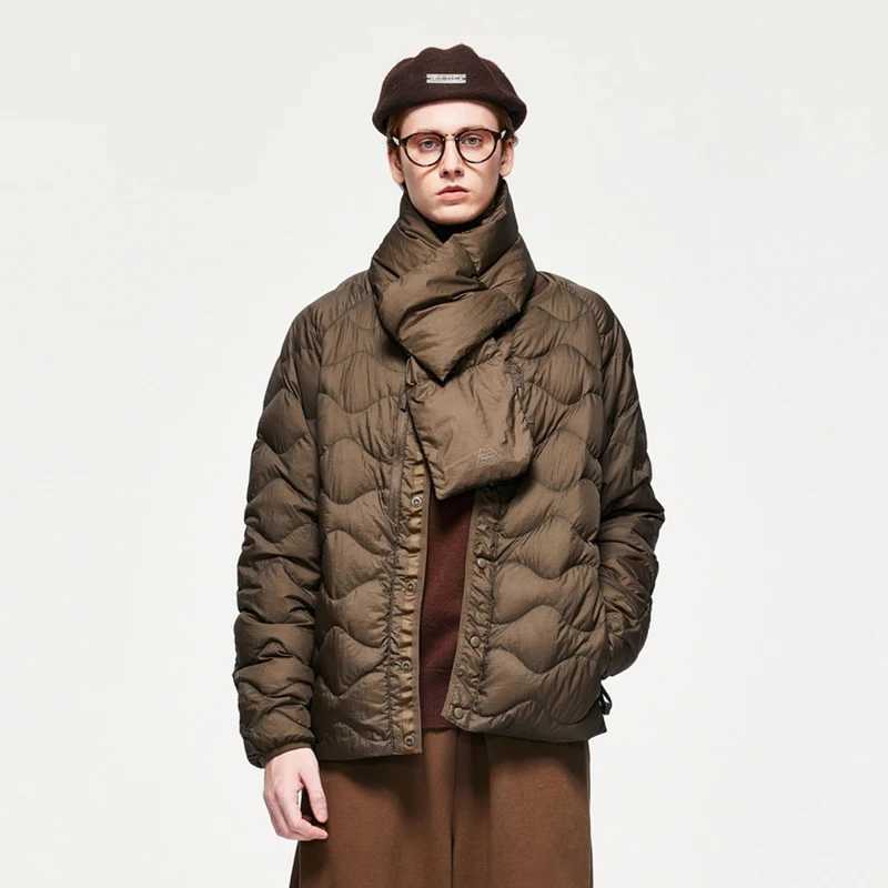 Winter Down Jacket Mens Trendy Three-proof Lightweight White Duck Down Coat Women Brand Detachable Scarf Collar Short Jacket LX241018