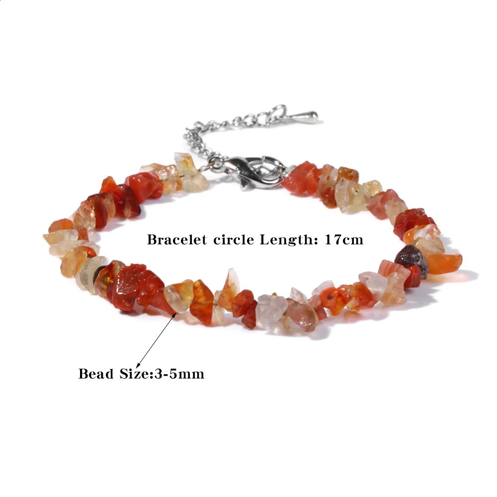 Lucky Energy Garnet Chip Bracelet Irregular Natural Stone Bracelet Loose Spaced Bead Bracelet Female Gift Adjustable Jewelry 241018