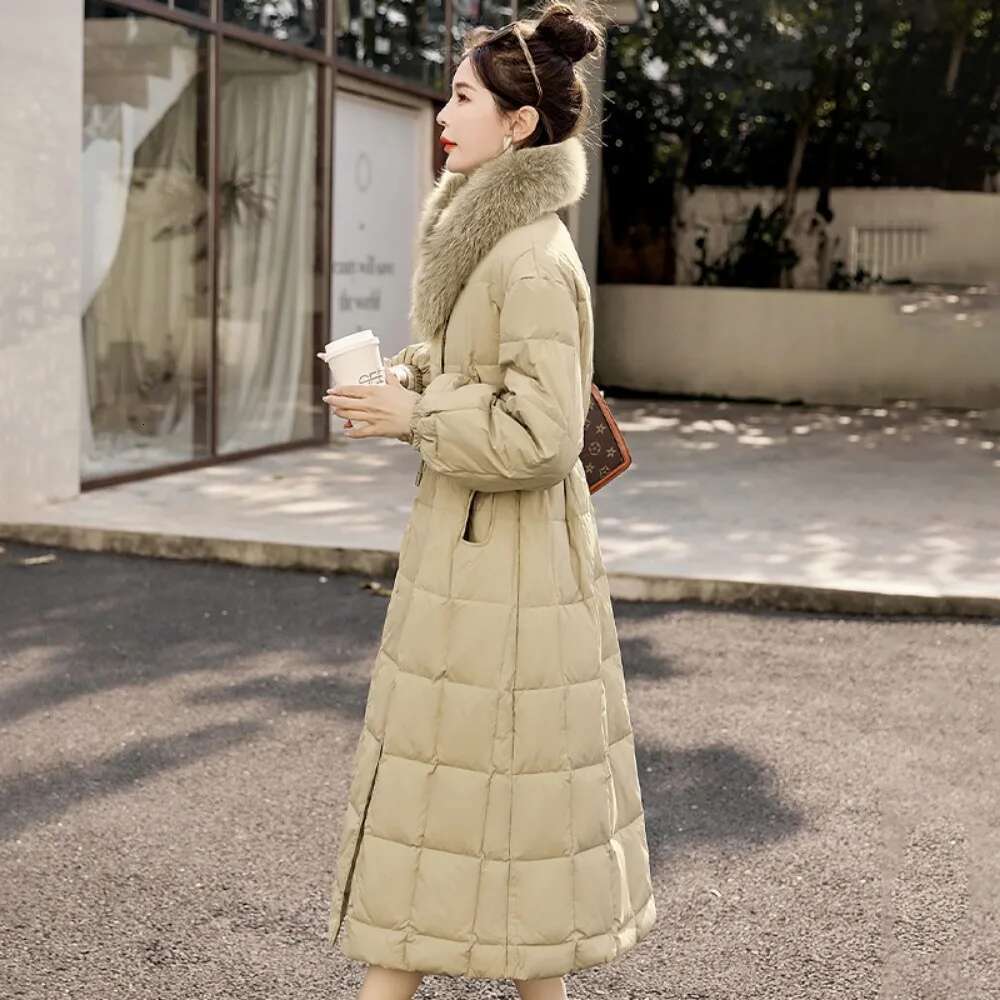 Winter Fox Fur Long Down Jacket Women 2024 Chinese Fashion Warm Outerwear Female Puffer Coat Streetwear