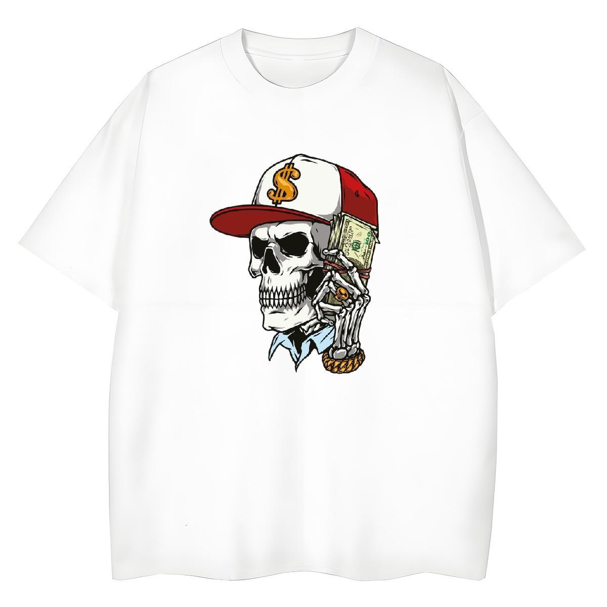 Stylist T-Shirts for Women 100% Cotton 230g Crew Neck Spring Summer skull Tshirt for Man Woman Unisex Custom Printing Tshirts