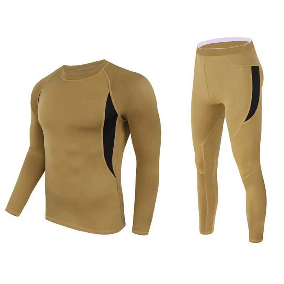 Mens Thermal Underwear 2pieceset tactical uniform winter hot underwear set outdoor quick drying tactical long compression fitness suit 2024 new mode Y