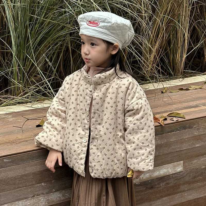 Girls outerwear jacket winter cotton windproof latest warm and velvet thick high-quality childrens clothing M241018