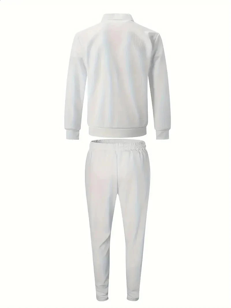 2 Pieces Classic Mens Sportswear Set Soft Breathable Full Zip Tracksuit 241017