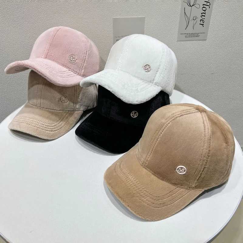 Winter Womens Peaked Cap Outdoor Warm Thickened Mink Velvet Baseball Caps Luxury Design Letter Adjustable Hats for Men 2023X241018