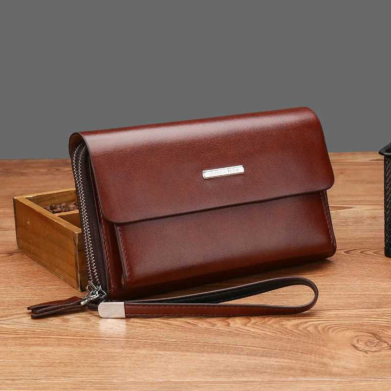 Mens luxury clutch bag PU leather bag zipper long wallet passport holder phone bag porter accessories bag mens briefcase Z241018