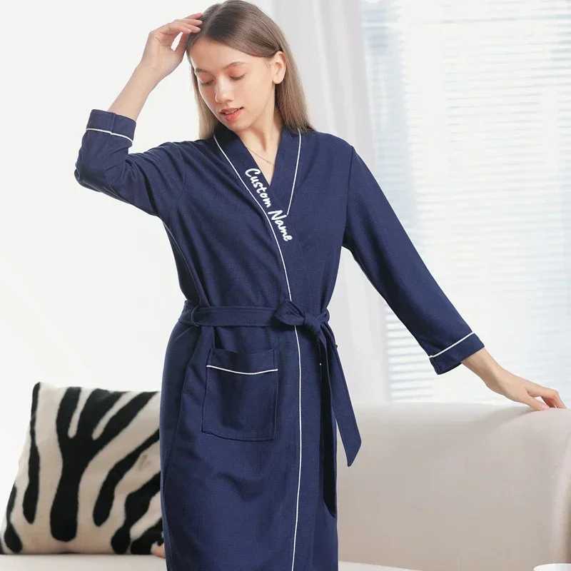 Custom Lover Birthday Gift Long Sleeve Solid Kimono Unisex Lovers Same Style Bath Robe Home Nightrobe Sleepwear Hotel BathrobeXJ241018
