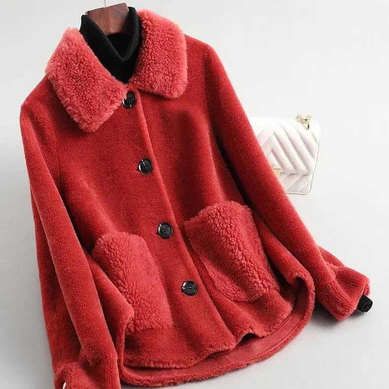 Women 2024 Autumn Winter Real Lamb Fur Coat Female Warm Natural Sheep Shearing Wool Jacket Ladies Single Breasted Outewear Y129X241018