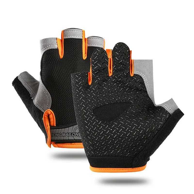 Shock absorption and anti slip bicycle half finger gloves for mens outdoor sports fishing mountain yoga fitness glovesW241018