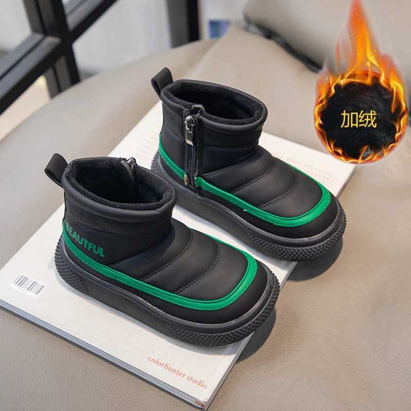 Boots Winter childrens snow boots velvet and thick boots girls and boys boots anti slip waterproof fashionable and soft childrens cotton shoes H241018