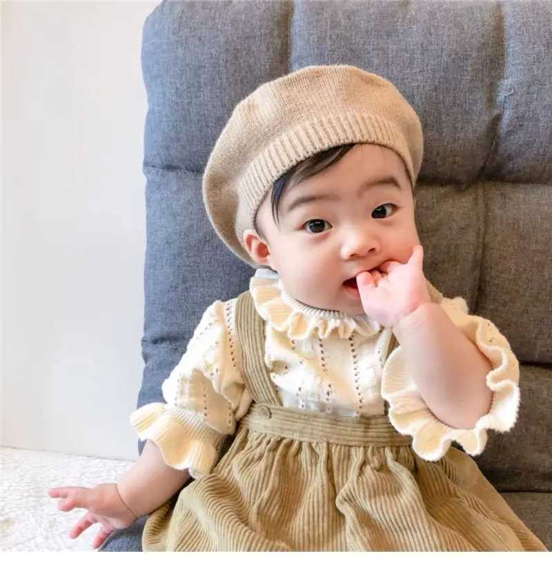 New Autumn Baby Hat Berets for Girls Vintage Soft Knitted Cap Kids Infant Girl Bonnets Beret Hats Boys Painter Hat Accessories LX241018