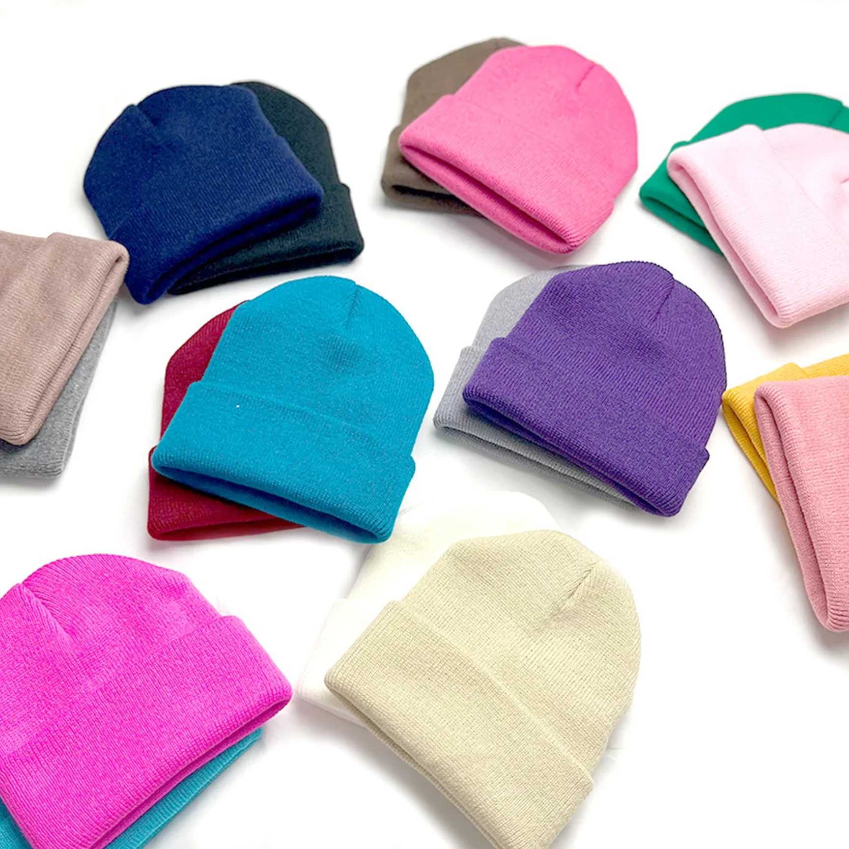 Parent-child Newborn Kids Adult Hat Winter Knitted Beanie Mother Kids Hat Girls Solid Crochet Bonnet Cap Infantil Wool Skullies LX241018