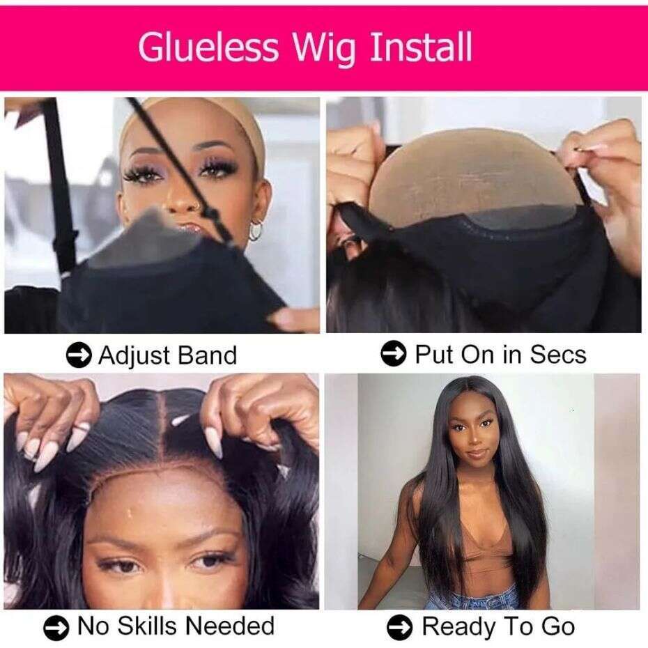 New Glueless Wig Straight 13x4 13x6 Hd Transparent Lace Front Wigs Brazilian Remy Hair Pre-Cut 5x5 Lace Closure Wig Pre Plucked