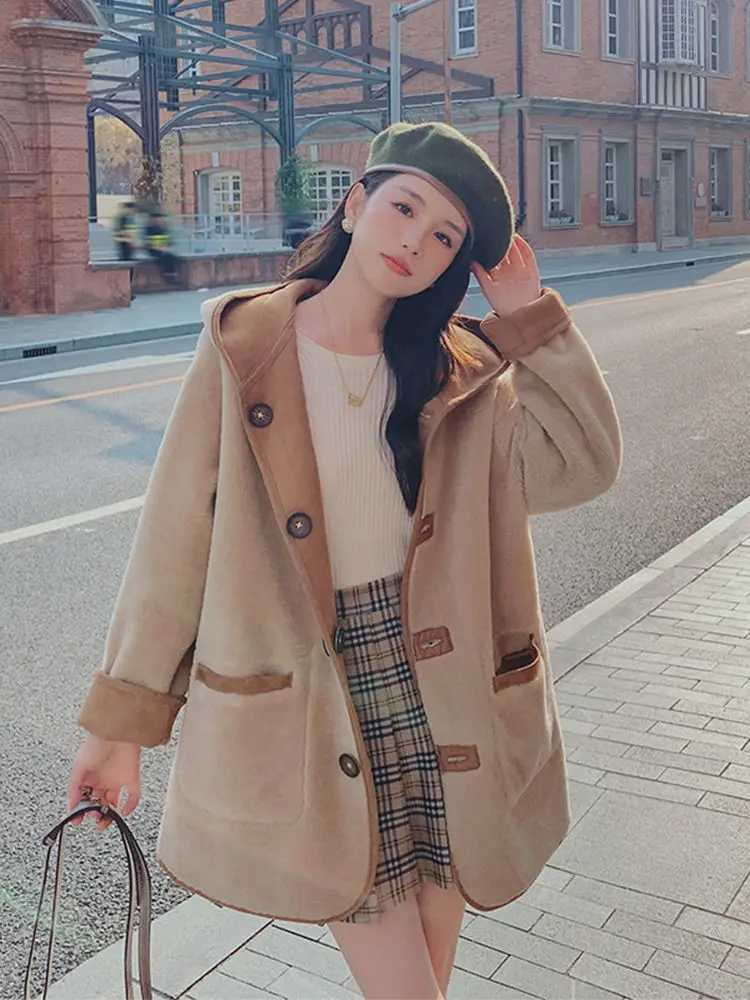 Australian Sheepfold Fleece Lazy Wind Jacket WomenS New Style 2024 Winter Grain Lamb Wool Korean Version Plus Cotton ThickeningX241009