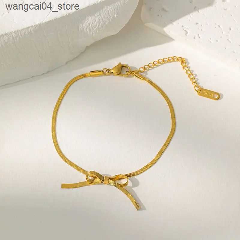 Chokers 10 cute and lovely titanium steel non fading necklaces short bow necklaces Exquisite fashionable charm necklaces gifts for female friends L240