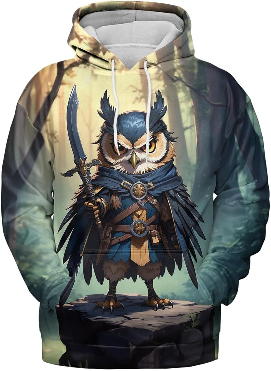 Hoodie for Mens Womens Owl Hoodies For Women Men 3D Print Design Pumpkin Halloween Christmas Owl Hooded Sweatshirt Animal Hoodie Graphic Fashionable a