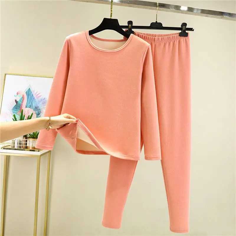 Men's Thermal Underwear Warm bottom womens apron and thick underwear autumn clothing and pants wool warm underwear two-piece set Y241018SRV1