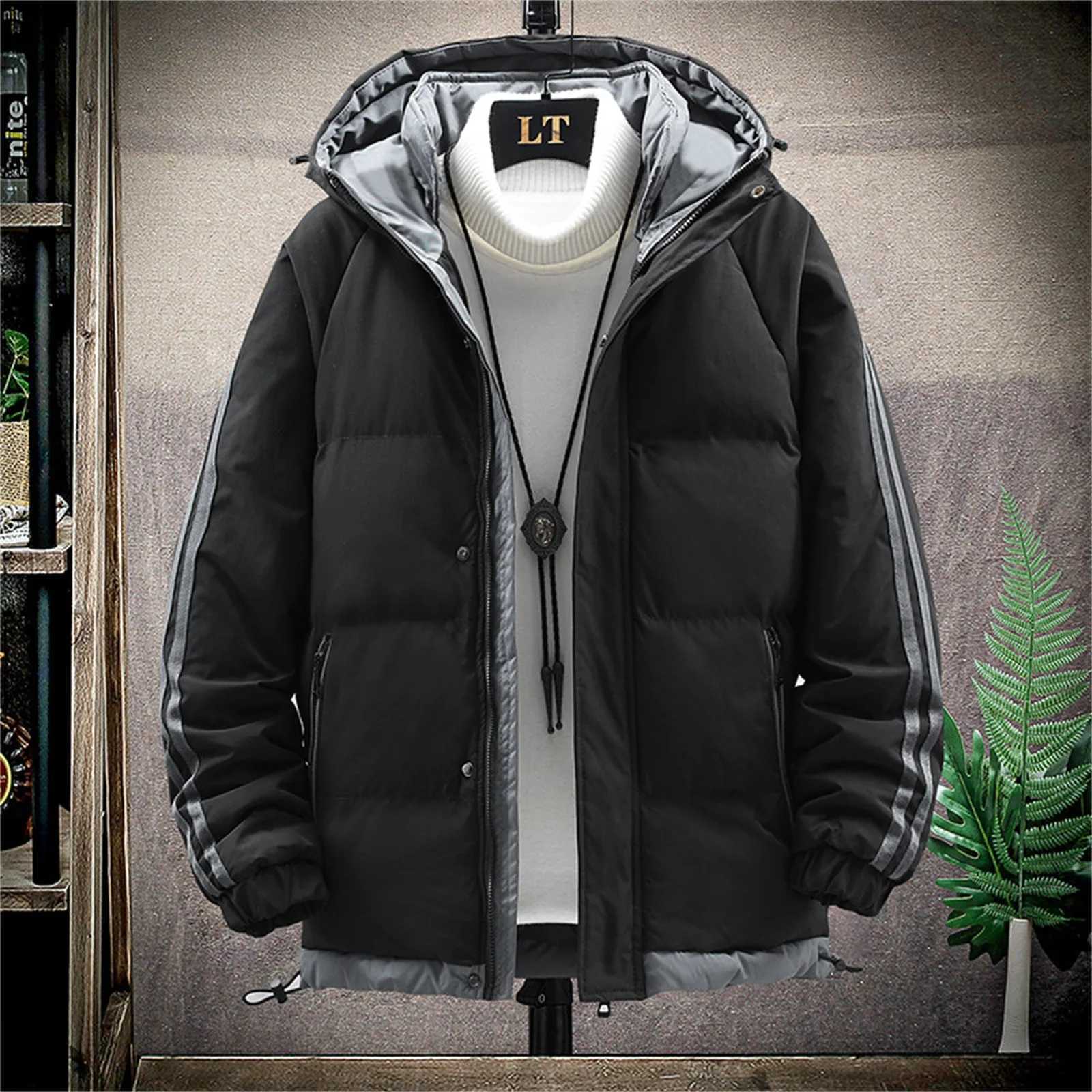 Men Cotton Jacket Casual Winter Cotton-Padded Jacket Keep Warm Windbreaker Thickened Sports Hooded Coat Windproof Padded Coats LX241018