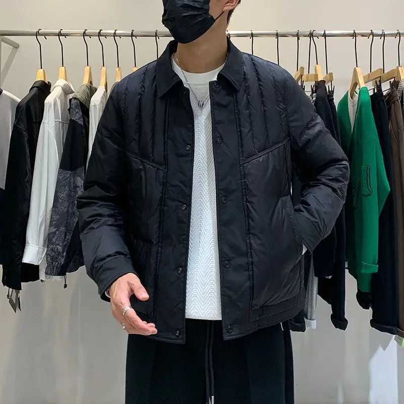 2023 Men Winter Fashion Warm Casual Windproof Parka Coats Male Short Cotton-padded Jackets Men Turn-down Collar Overcoats F507 LX241018