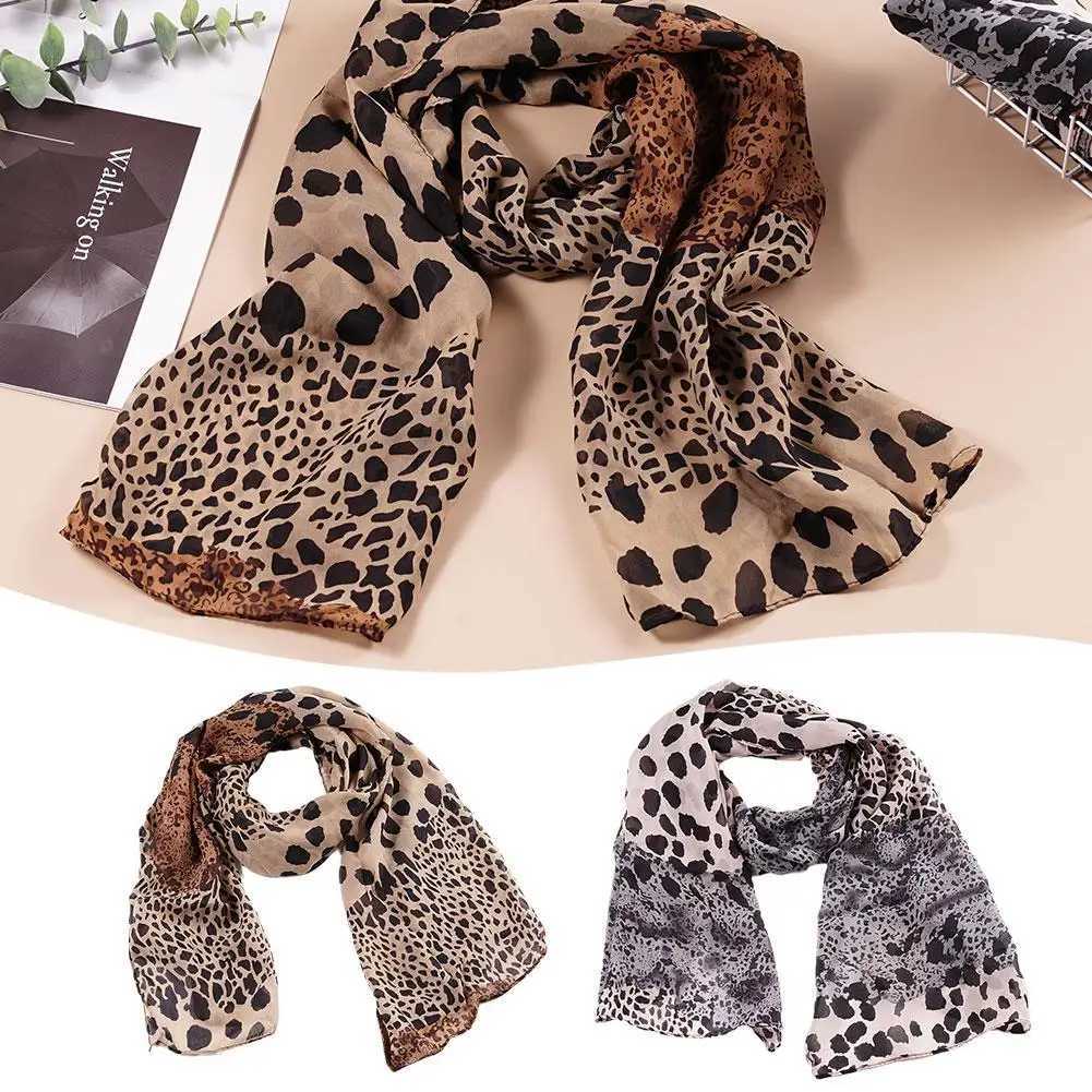 Warm leopard print chiffon scarf fashionable warm soft long shawl print Mtifunction winter womens style silk scarf X2410171