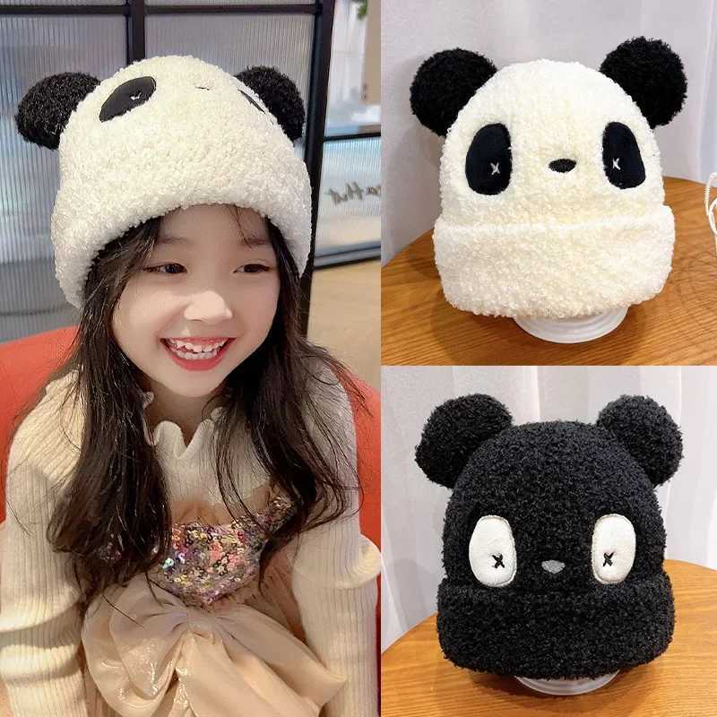 Childrens Panda Hats Autumn Winter Thicken Caps for Boys Girls 2024 Knitted Kids Warm Windproof Kids Hat Baby Accessories LX241018