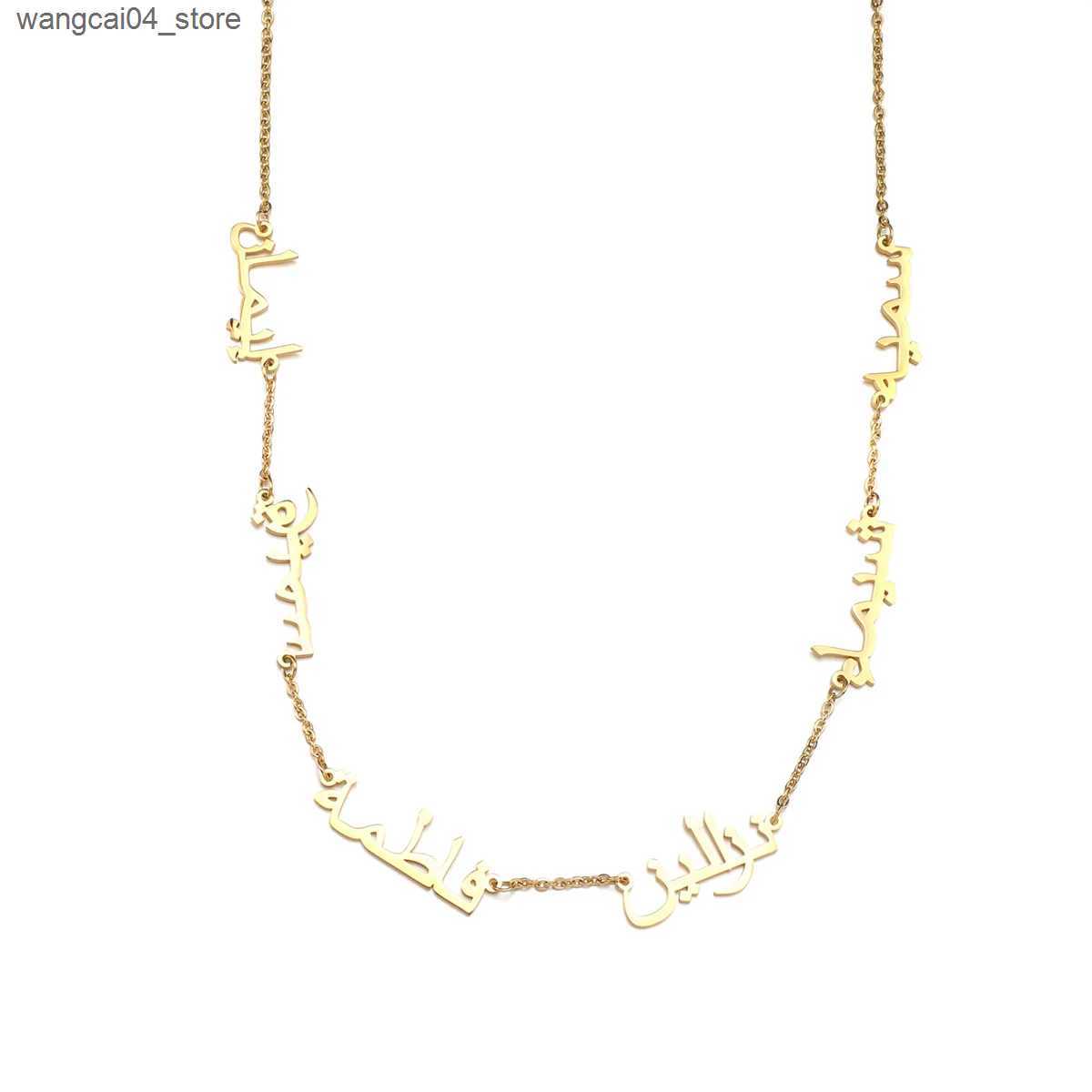Chokers Akizoom Personalized Multi functional 1-6 Arabic Name Letter Necklace Stainless Steel Plated Chain Necklace Womens Jewelry Gift L240910