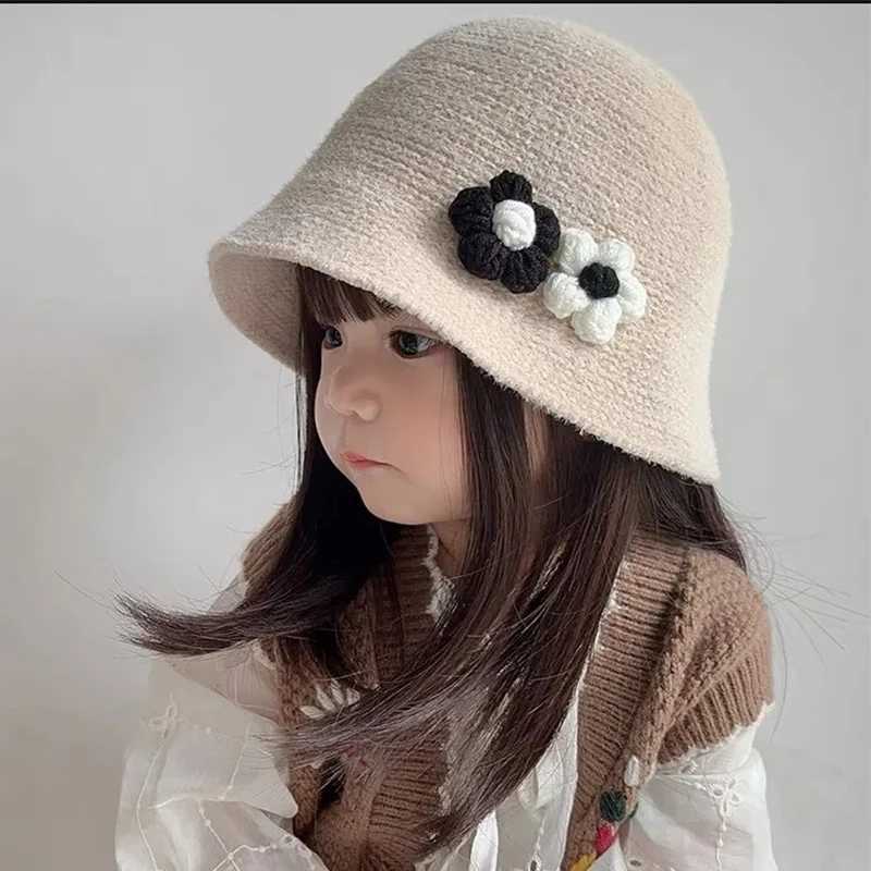 Baby Woolen Bucket Hats Autumn Winter Soft Thicken Warm Basin Caps For Boy Girl Kids Japanese Solid Color Ear Protection Bonnet LX241018
