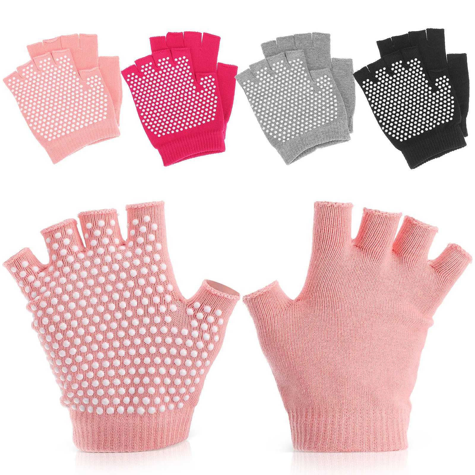 4 pairs of yoga cycling anti slip gloves ladies grip skiing grip cotton fingers womens fitnessW241018