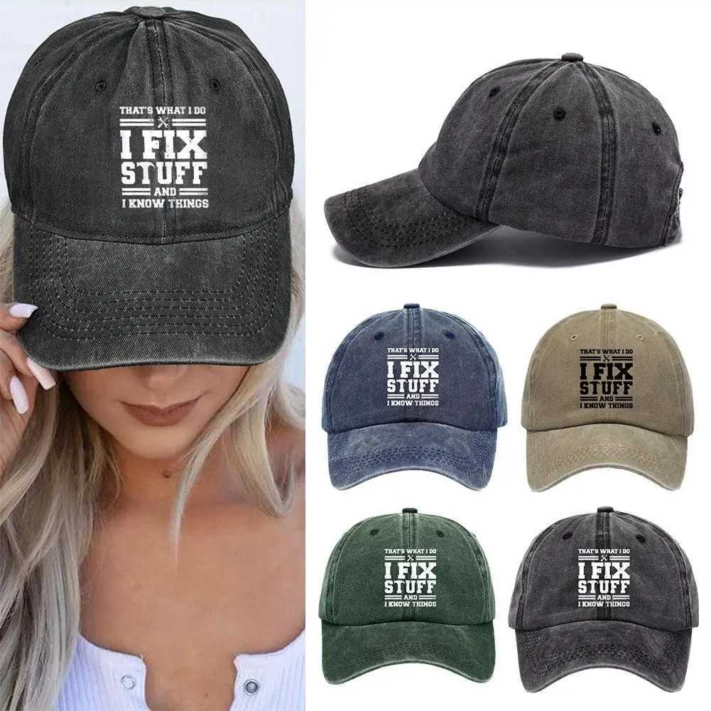 Thats What I Do I Fix Stuff And I Know Things Funny Saying For Mechanic Father Cap Cowboy Hat Thermal Visor Mens HatX241018