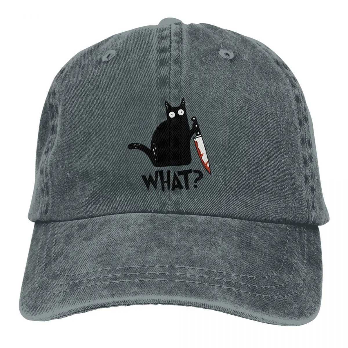 Cat What Murderous Black Cat With Knife Baseball Cap Men Hats Women Visor Protection Snapback Art CapsX241018