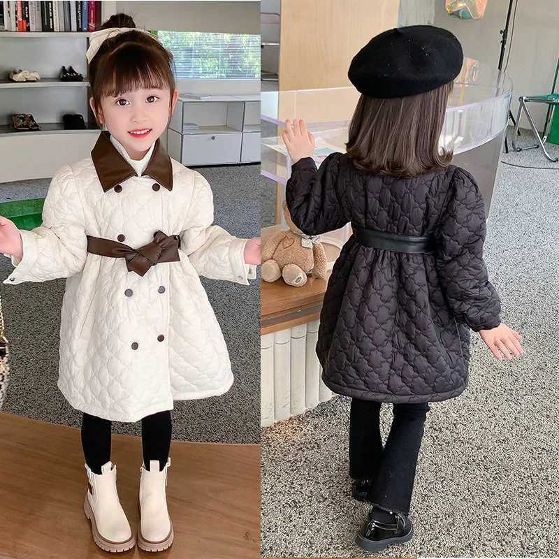 new patch work Coats girls winter warm Parka jacket childrens fashion Parka jacket baby cotton clothing 2-6 years M241018