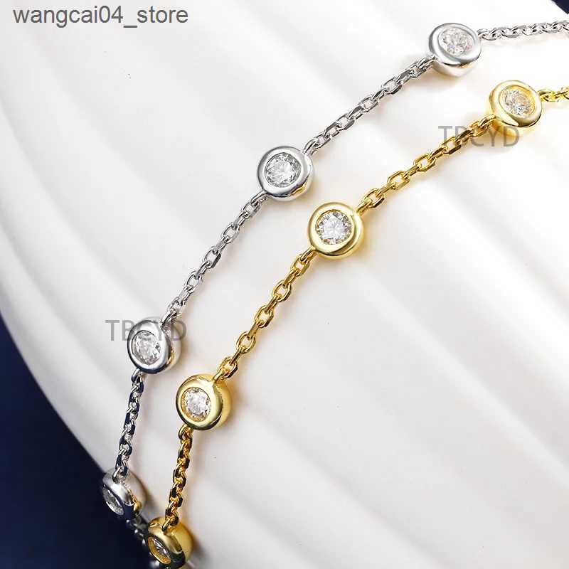 Chokers TBCYD 3/4/5mm D Color Moissanite Womens Necklace S925 Silver Round Cut Diamond Bubble Necklace Party Jewelry Gift L240910