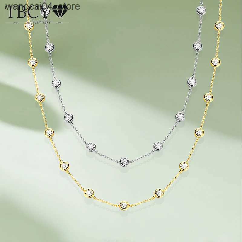 Chokers TBCYD 3/4/5mm D Color Moissanite Womens Necklace S925 Silver Round Cut Diamond Bubble Necklace Party Jewelry Gift L240910