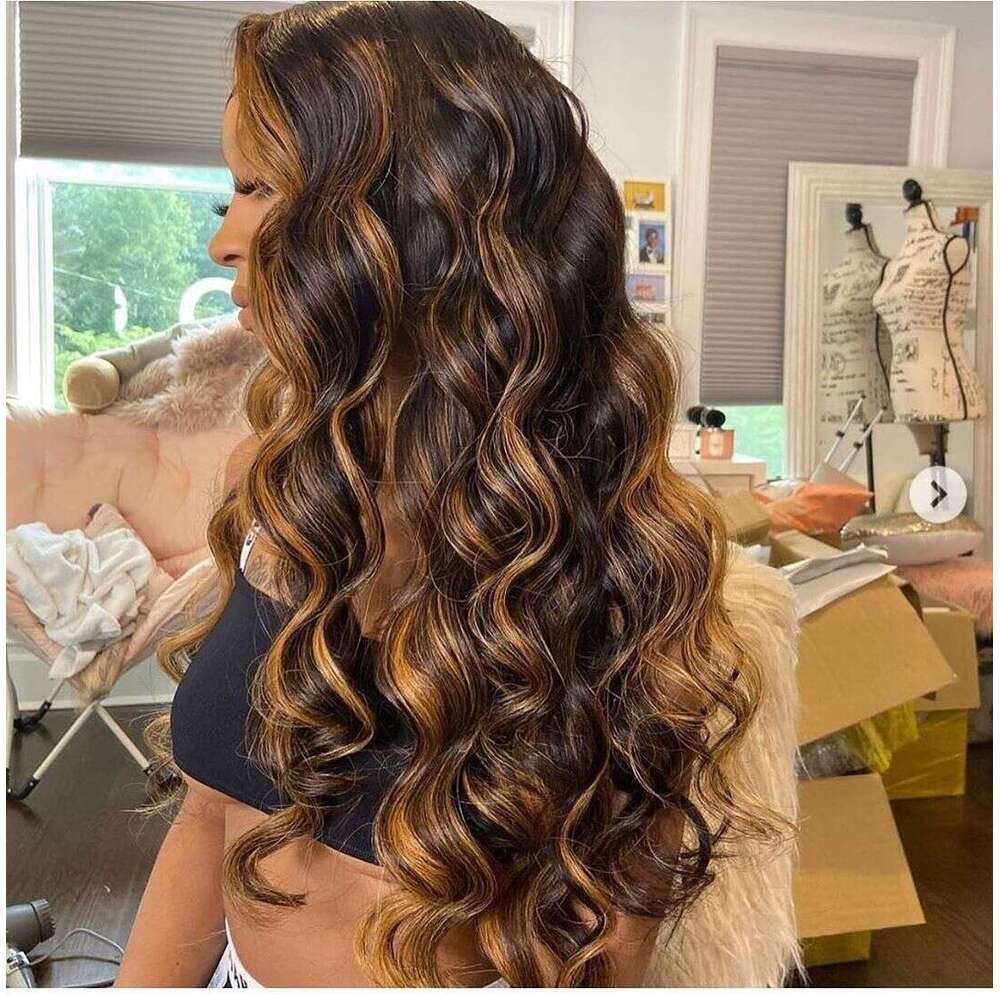13x4 13x6 Hd Highlight Body Wave Lace Front Wig For Women Remy Human Hair P4/27 Ombre Human Hair Lace Front Human Hair Wigs