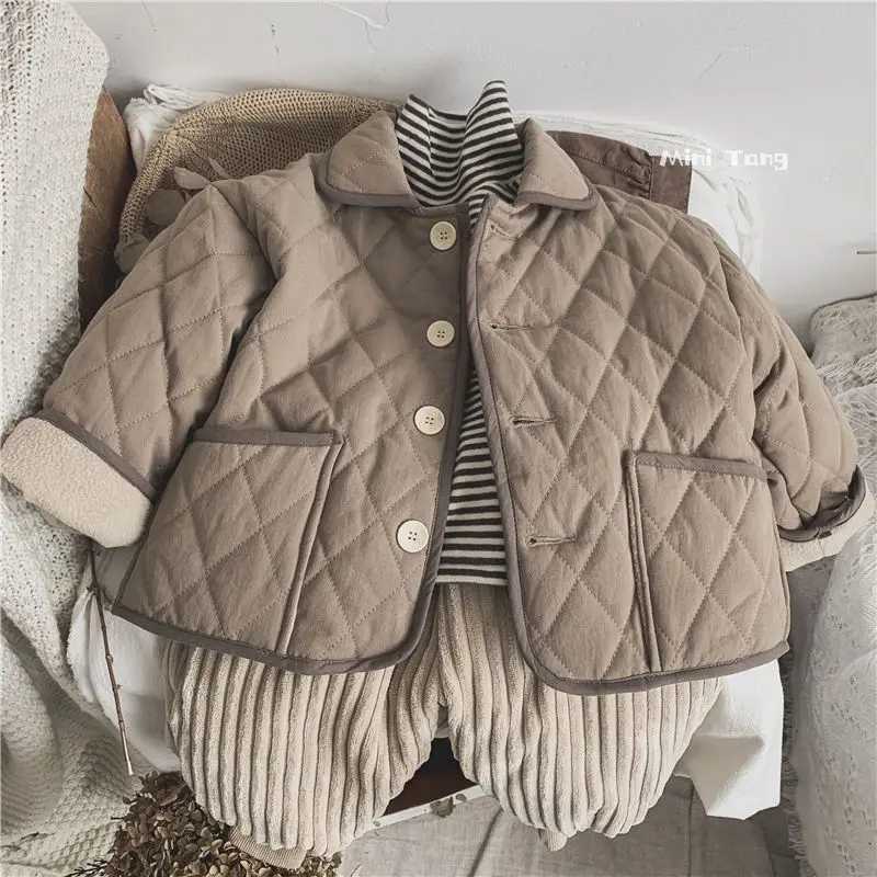 Boys autumn and winter literature and art retro style cotton jacket new thick cotton clothing childrens fashionable warm jacket M241018