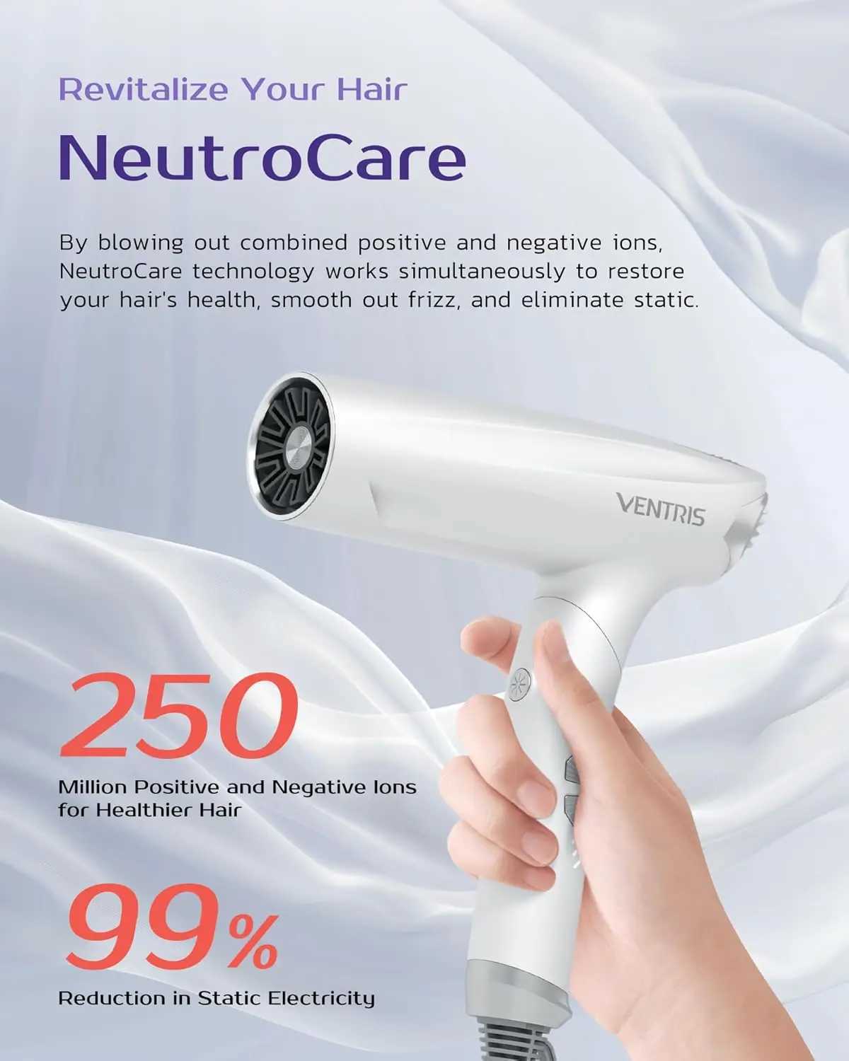 Ionic hair dryer magnetic diffuser high-speed styling hair dryer lightweight and foldable suitable for travel hair dryers W241018