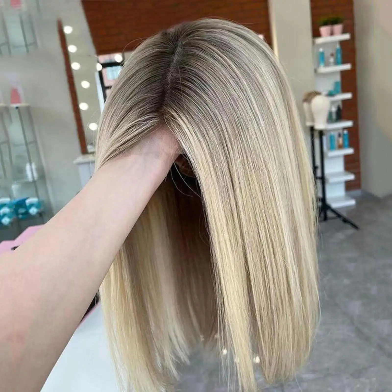 Ash Blonde Ombre full lace Human Hair Wig 150 Density Body Wave Brazilian Remy Hair Lace Front Wigs Preplucked Transparent Lace Wigs short 8-16inch