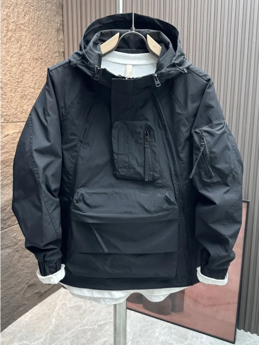 Mens cargo field jacket windproof jacket mens tactical waterproof pilot casual jacket hooded mens hunting uniform A14 241007
