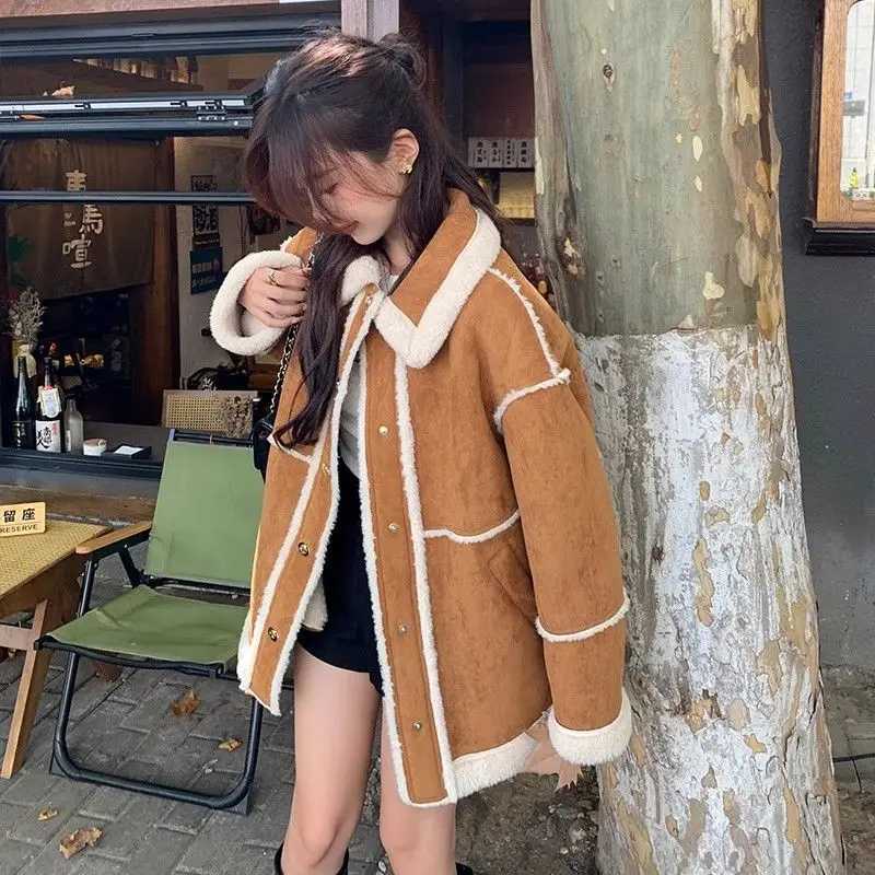 Winter New Women Environment-Friendly Fur Coat Female Fur Integrated Lamb Wool Thicken Suede Plush Outwear Casual Fashion JacketX241018