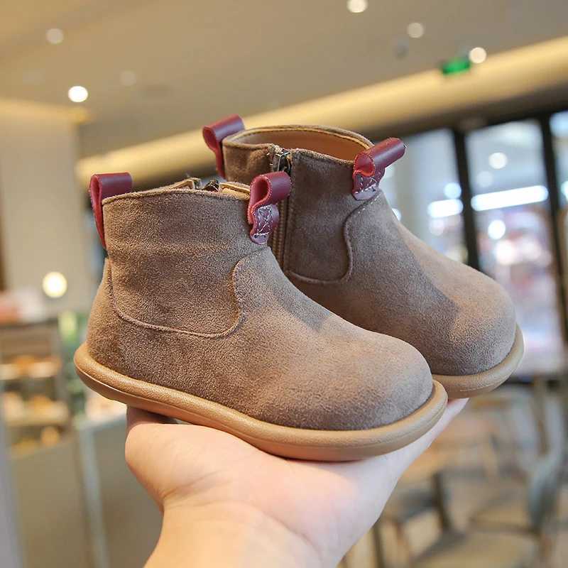 Boots Girl Winter Boots Warm Soft Bot Childrens Snow Boot Fashion Causal Plush Kids Boys Ankle Cotton Boots Versatile Side Zipper H241018