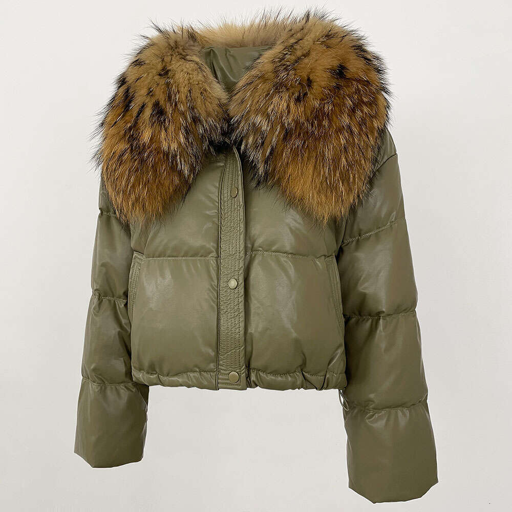 White Duck Coat 2024 New Down Women Winter Short Warmth Puffer Jacket Large Natural Real Raccoon Fur Collar Parkas