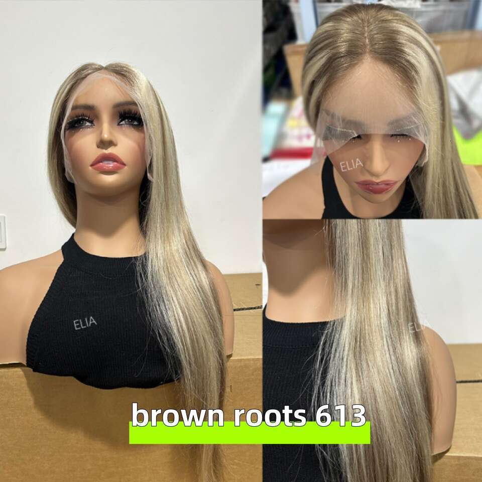 Brown Roots Wigs for Women Transparent Lace Front Human Hair Preplucked Highlight 613 Brown Lace Frontal Wig 13x6 Brazilian Wig