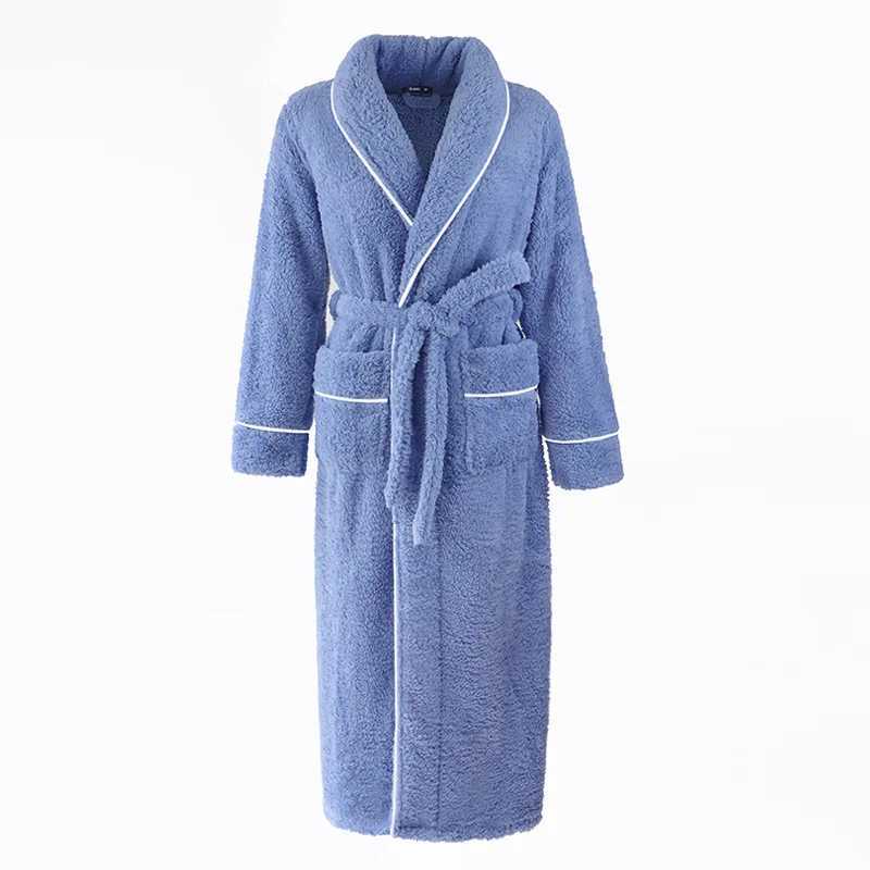 Lovers Winter Thick Warm Flannel Bathrobe Men Extra Long Kimono Bath Robe Women Soft as Silk Dressing Gown for Mens Night RobesXJ241018