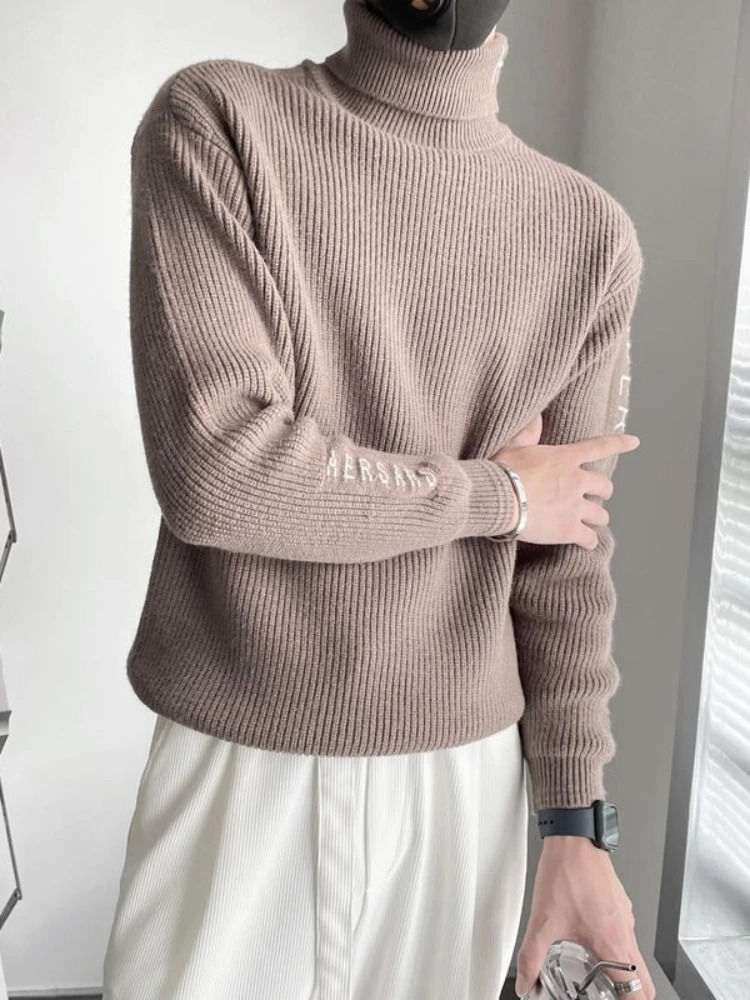 Man High Collar Knitted Sweaters for Men Pullovers Turtleneck White Letter Golf in Selling Products Warm S 241018